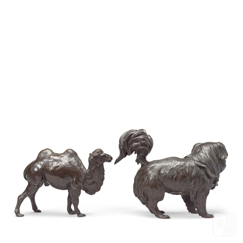 明治時代 銅駱駝及犬 | A BRONZE CAMEL AND A BRONZE PEKINGESE DOG - 图3